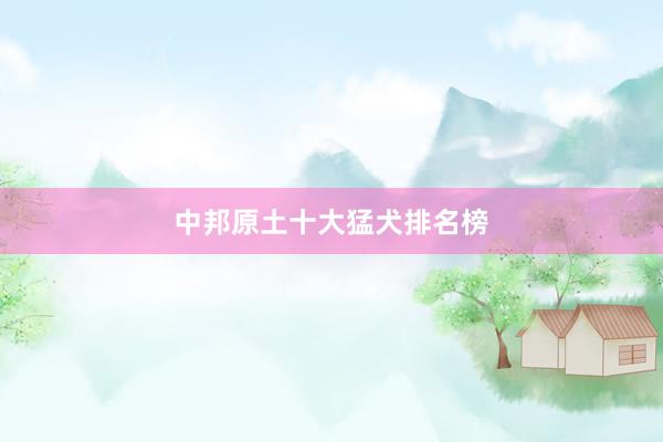 中邦原土十大猛犬排名榜